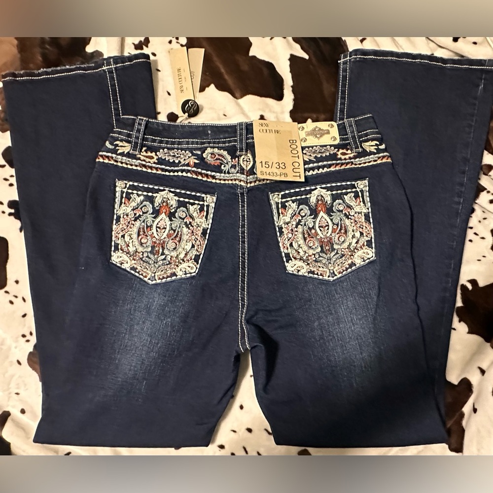 Dark wash SEXY COUTURE BOOTCUT JEANS